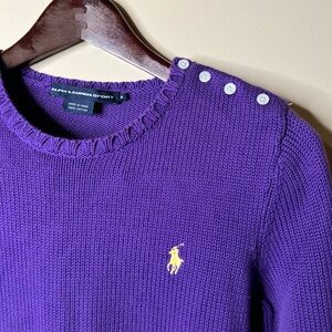 Vintage Purple Ralph Lauren sweater with buttons on shoulder